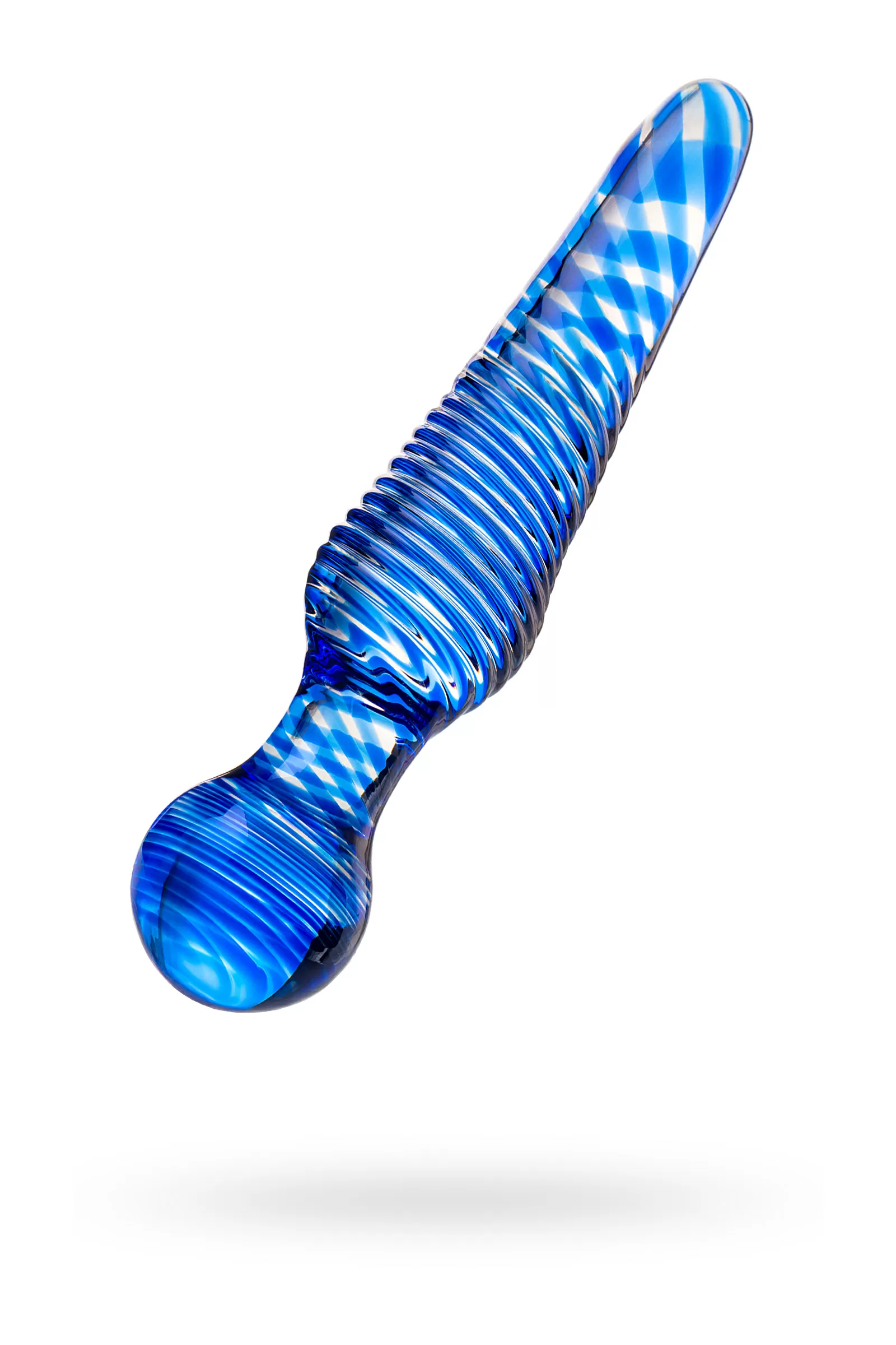 Çift taraflı yapay penis Sexus Glass, cam, mavi, 17 cm