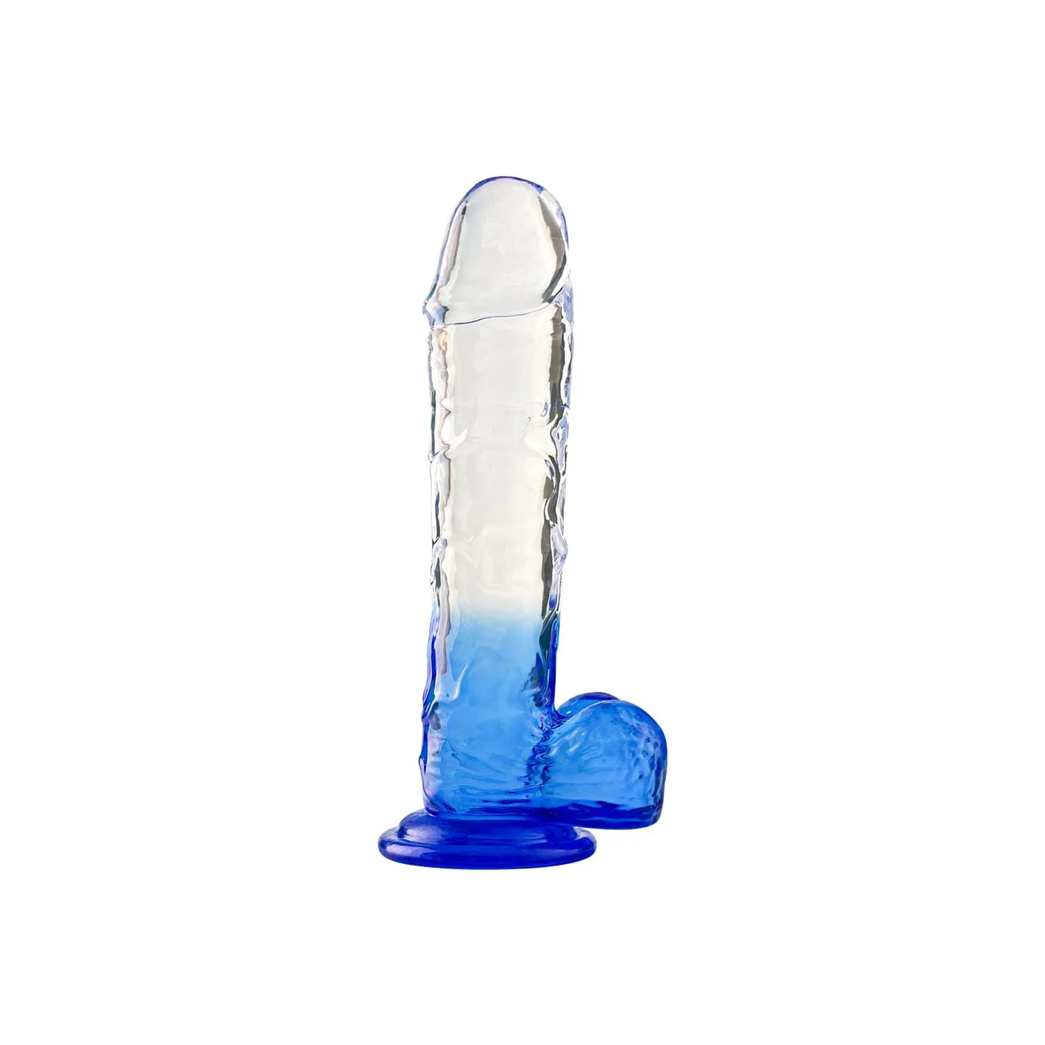 Silikon Şeffaf Mavi Realistik Dildo 20 Cm