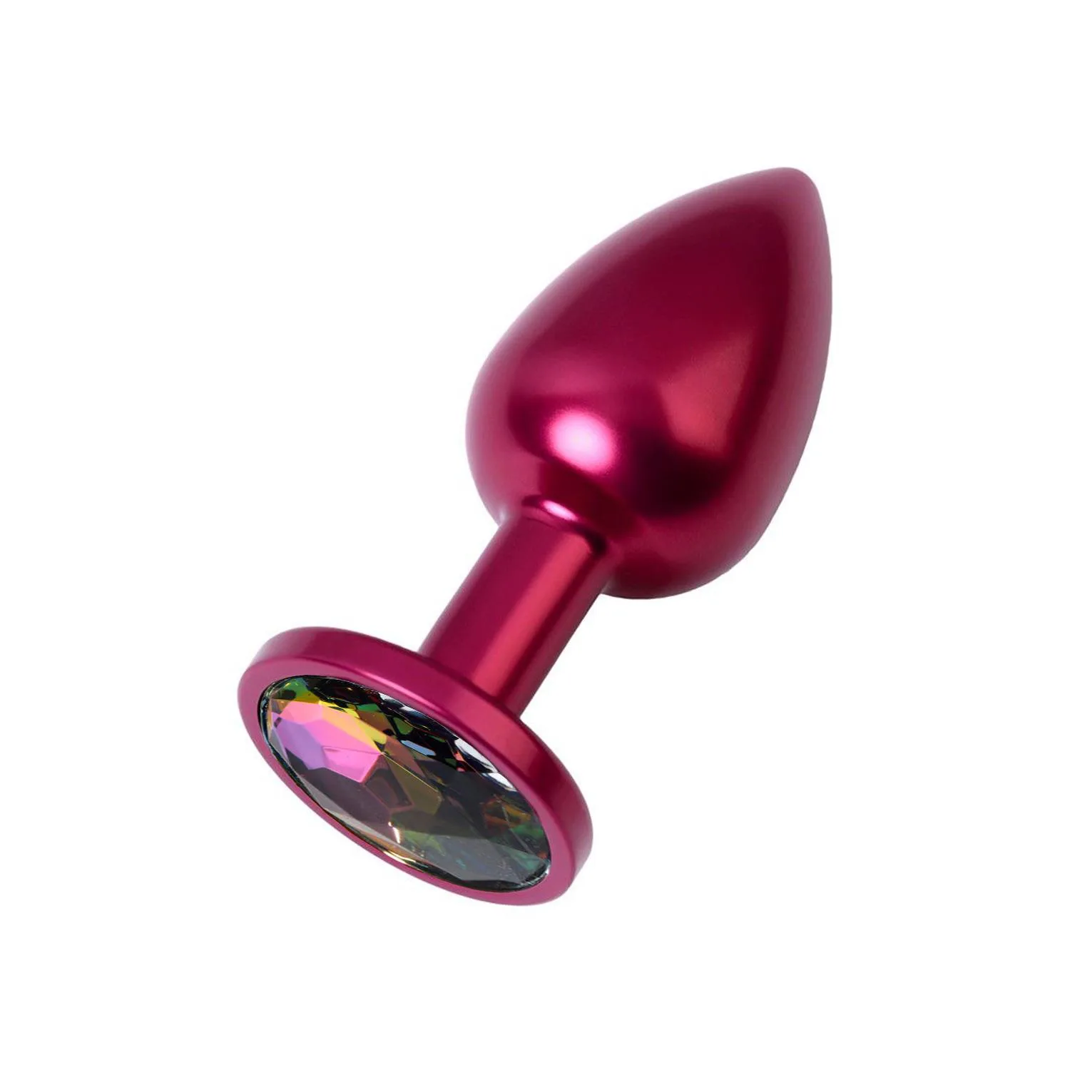 Metal Rainbow Taşlı Kırmızı Anal Plug Orta Boy