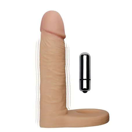 15 Cm Realistik Titreşimli Anal Dildo &amp; Penis Halkası