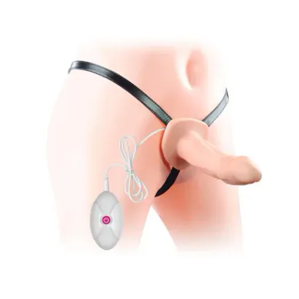 10 Fonksiyonlu Titreşimli İçi Boş Protez Belden Bağlamalı 16 Cm Strapon Penis