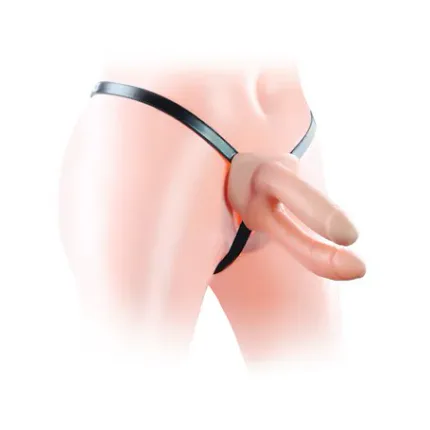 Belden Bağlamalı 12,5 Cm İçi Boş İkili Çatal Strapon Penis