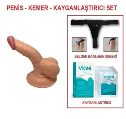 13 Cm Belden Bağlamalı Realistik Anal Vajinal Dildo Penis Set