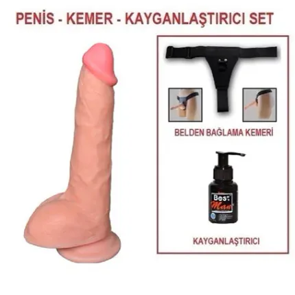 24,5 Cm Belden Bağlamalı Realistik Dildo Penis Set