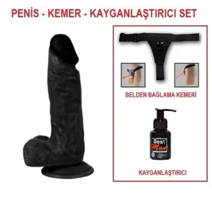 17 Cm Belden Bağlamalı Realistik Dildo Zenci Penis Set