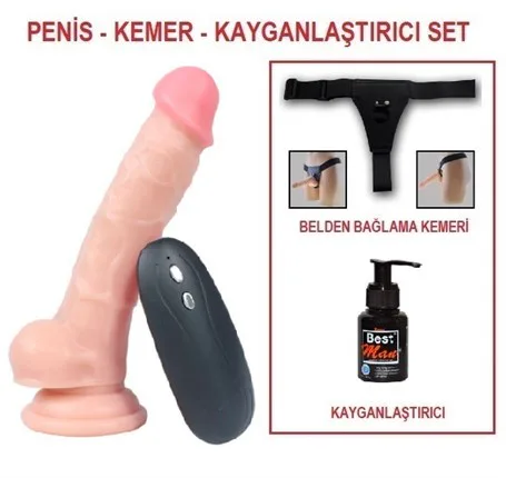17 Cm Belden Bağlamalı Titreşimli Realistik Dildo Penis Set