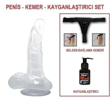 16,7 Cm Belden Bağlamalı Şeffaf Realistik Damarlı Vantuzlu Dildo Penis
