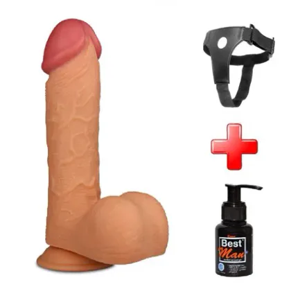 24,5 Cm Belden Bağlamalı Gerçekçi Kalın Dildo Penis - King Sized