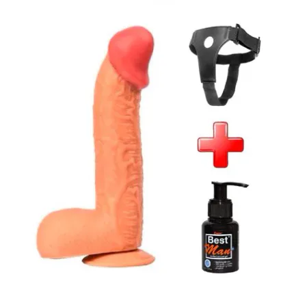 Belden Bağlamalı 27,5 Cm Dev Boy Realistik Vantuzlu Dildo Penis