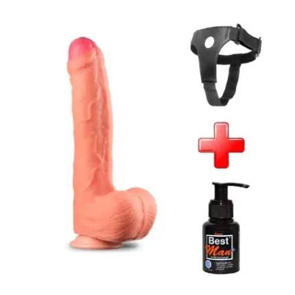 28 Cm Belden Bağlamalı Yeni Nesil Çift Katmanlı Realistik Dildo Penis
