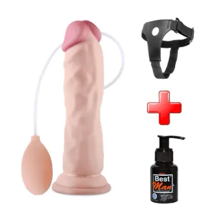 Belden Bağlamalı Yumuşak Dokulu Su Fışkırtmalı Realistik Penis 21,5 Cm