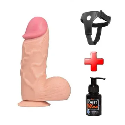 24,5 Cm Belden Bağlamalı Vantuzlu Realistik Penis Anal Vajinal Dildo