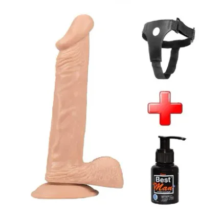 24 Cm Belden Bağlamalı Vantuzlu Realistik Penis Anal Vajinal Dildo