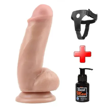 17,5 Cm Belden Bağlamalı Gerçekçi Çift Katmanlı Silikon Penis