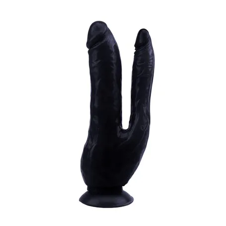 İki Uçlu Vantuzlu Realistik Çatal Zenci Dildo Penis