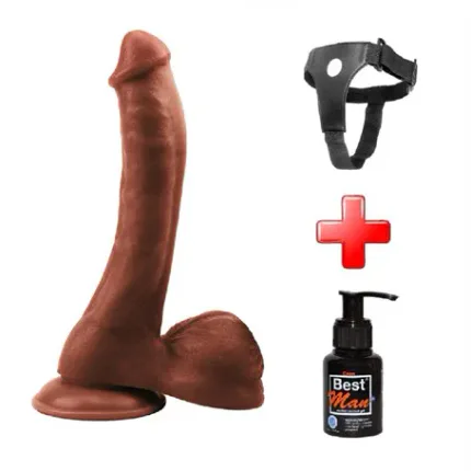 24 Cm Belden Bağlamalı Realistik Vantuzlu Melez Dildo Penis