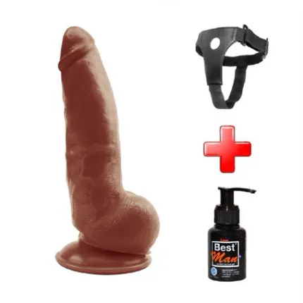 21,5 Cm Belden Bağlamalı Realistik Vantuzlu Melez Dildo Penis
