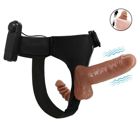 16 Cm Belden Bağlamalı Çift Taraflı Yeni Nesil Titreşimli Strapon Dildo