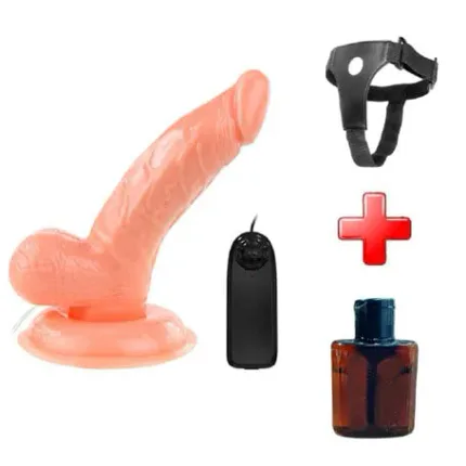 14,5 Cm Belden Bağlamalı Oynar Başlı Titreşimli Realistik Vibratör Penis - Rota Dong