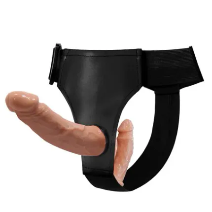 Belden Bağlamalı Çift Taraflı İçi Dolu Strapon Penis