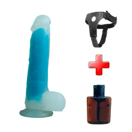 Belden Bağlamalı Gece Parlayan Fosforlu 21 Cm Realistik Vantuzlu Şeffaf Dildo Penis