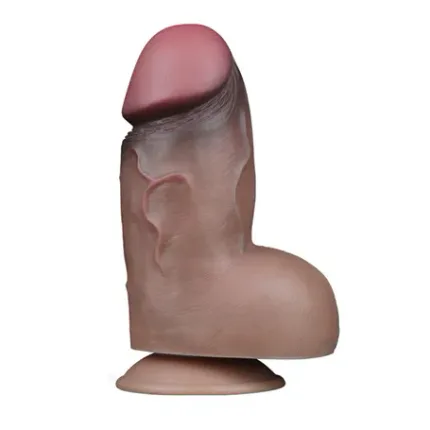 Yeni Nesil Çift Katmanlı 18,2 Cm Realistik Kalın Dildo Penis