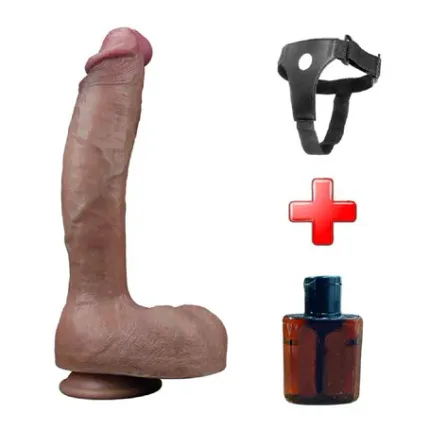 27 Cm Belden Bağlamalı Yeni Nesil Çift Katmanlı Gerçekçi Kalın Dildo Penis