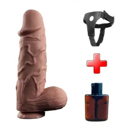 25 Cm Belden Bağlamalı Yeni Nesil Realistik Penis + Kemer + Kayganlaştırıcı Hediyeli