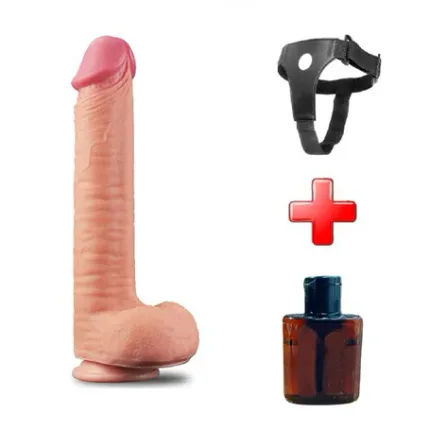 Belden Bağlamalı Yeni Nesil Çift Katmanlı 30,5 Cm Realistik Dev Dildo Penis