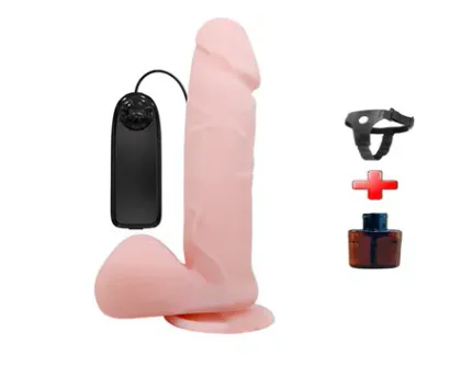 19,5 Cm Belden Bağlamalı Titreşimli Vibratör Realistik Penis Dildo - Dong