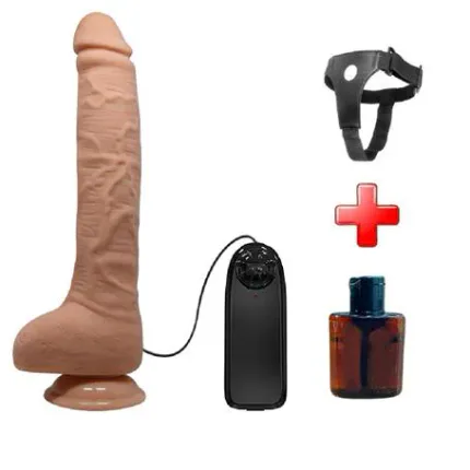 Belden Bağlamalı 28 Cm Titreşimli Gerçekçi Kalın Dildo Penis - Dick