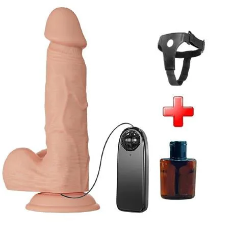 Belden Bağlamalı 21,8 Cm Titreşimli Gerçekçi Kalın Dildo Penis - Bahamut
