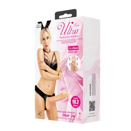 26 Cm Belden Bağlamalı İçi Dolu Titreşimli Büyük Strapon Penis