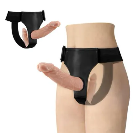 Belden Bağlamalı Çift Taraflı İçi Dolu Strapon Penis