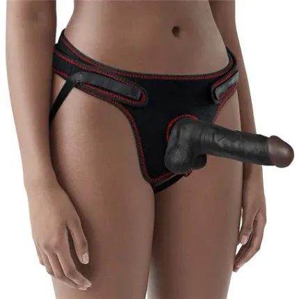 20 Cm Belden Bağlamalı İçi Dolu Zenci Strapon Dildo