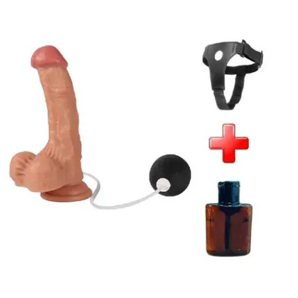Belden Bağlamalı Su Fışkırtmalı Vantuzlu Ten Dokulu 18 Cm Penis