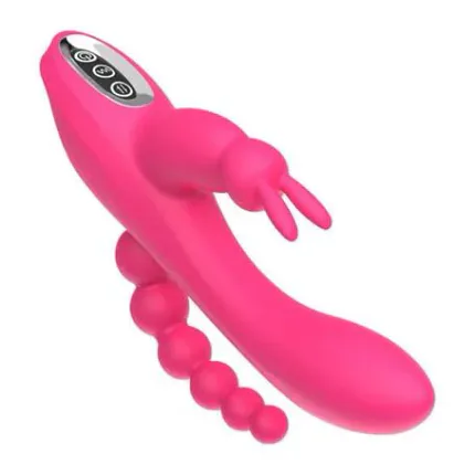 Usb Şarjlı Klitoral &amp;Amp; Anal Uyarıcılı Teknolojik Vibratör - Pembe
