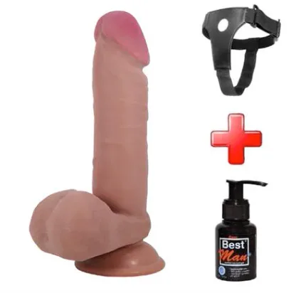 Belden Bağlamalı 20,5 Cm Çift Katmanlı Gerçekçi Dildo Penis