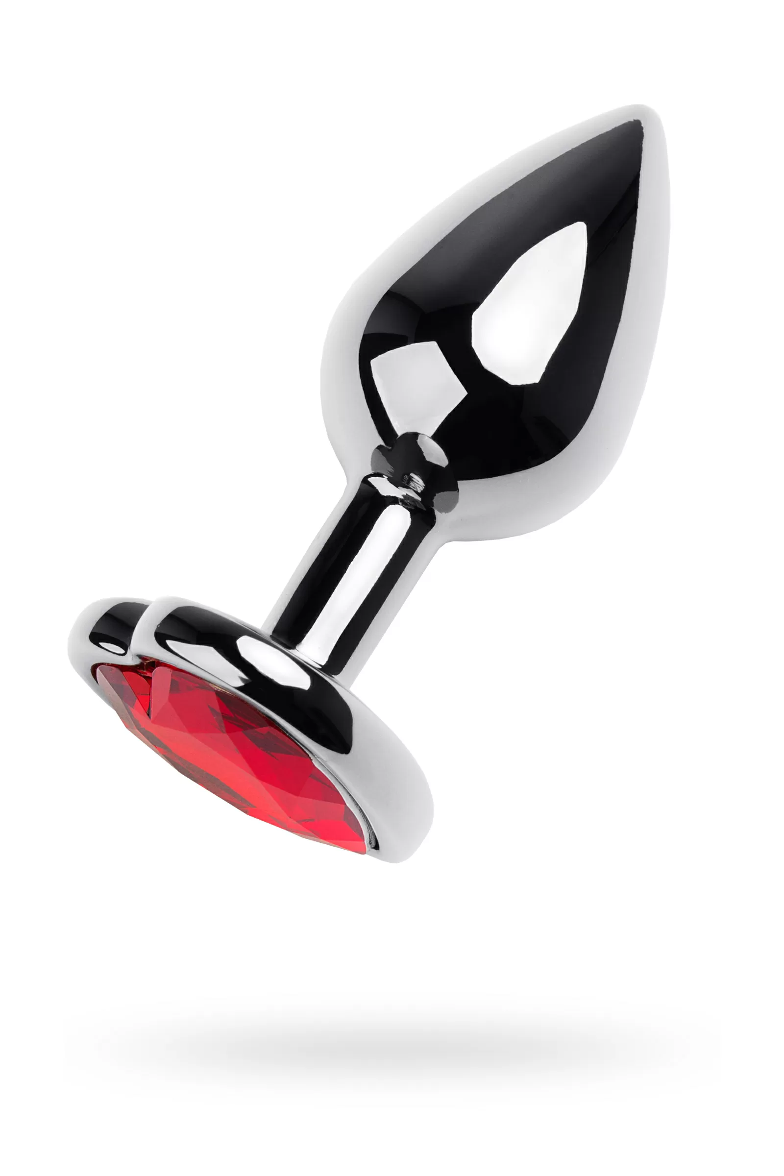 Metal by anal tıkaç, Metal, gümüş, kırmızı kristalli, 7 cm, Ø 2,7 cm, 50 g