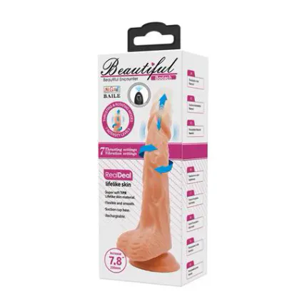 21 Cm İleri Geri Hareketli Uzaktan Kumandalı Gerçekçi Vantuzlu Melez Penis - Bodach