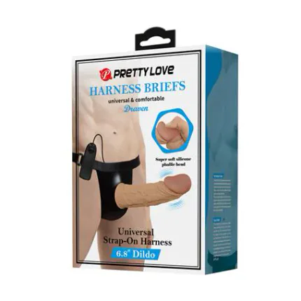 17,5 Cm Titreşimli Belden Bağlamalı İçi Boş 7 Cm Dolgulu Strapon Penis - Draven