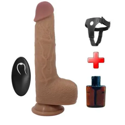Belden Bağlamalı 22,5 Cm İleri Geri Hareketli Uzaktan Kumandalı Manyetik Şarjlı Gerçekçi Vantuzlu Melez Penis - Tommy