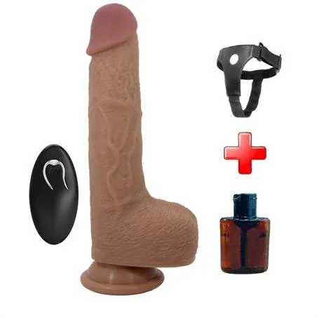 Belden Bağlamalı 22,5 Cm İleri Geri Hareketli Uzaktan Kumandalı Manyetik Şarjlı Gerçekçi Vantuzlu Melez Penis - Tommy