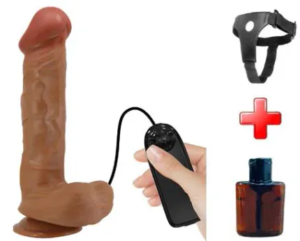 26 Cm Belden Bağlamalı Çift Katmanlı Gerçekçi Titreşimli Dildo Vibratör Penis
