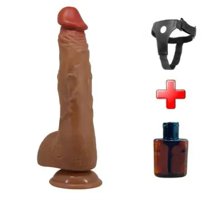 Belden Bağlamalı Usb Şarjlı 25 Cm Oynar Başlı İleri Geri Hareketli Titreşimli Dildo - Wilks