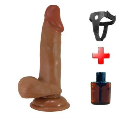 Belden Bağlamalı 19,4 Cm Et Dokulu Gerçekçi Çift Katmanlı Silikon Melez Penis - Zebulon