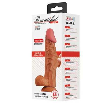 24 Cm Yeni Nesil Çift Katmanlı Realistik Vantuzlu Dildo Penis - Buraq