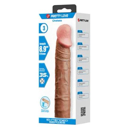 7,6 Cm Dolgulu Premium Melez Rengi Silikon Penis Kılıfı - Chelsea