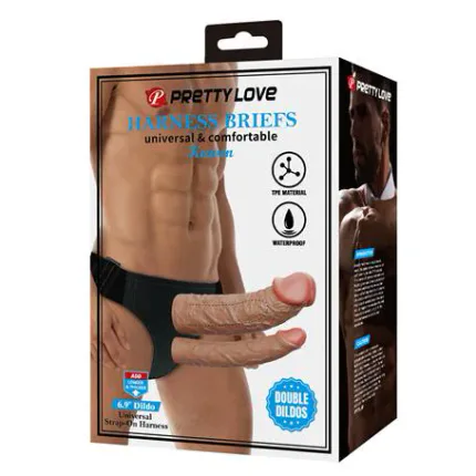 4 Cm Dolgulu Realistik İçi Boş Çatal Protez Strapon Dildo - Keaven