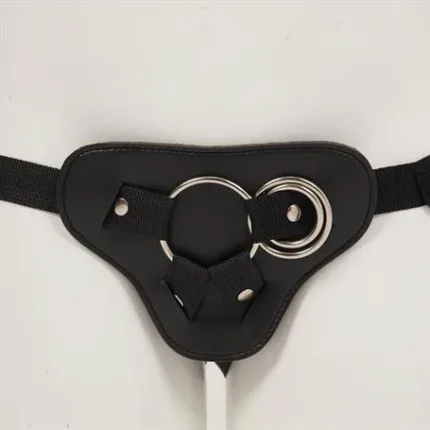 Protez Penis Metal 3 Halkalı Siyah Deri Kemer